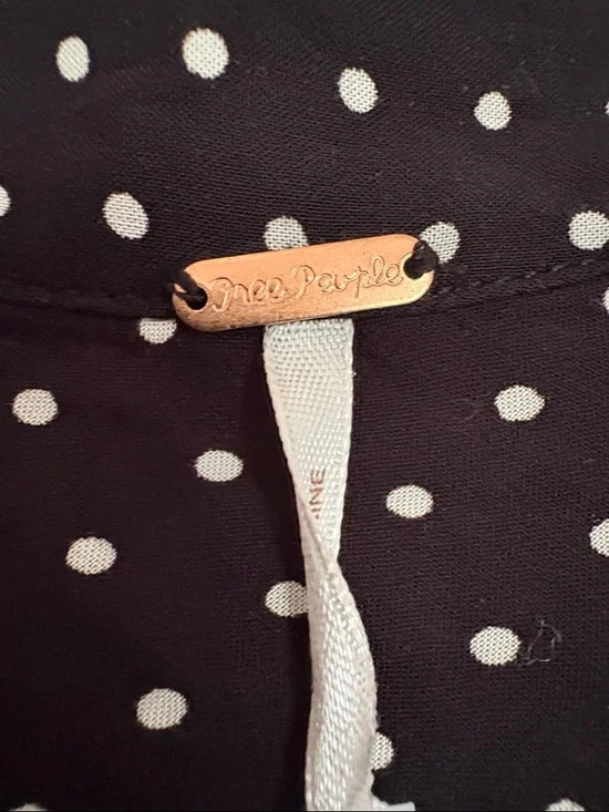 Free People Black Polka Dot Midi Dress - Picture 6 of 8